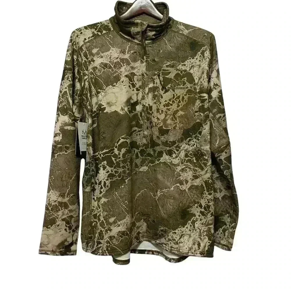 Realtree Jacket Mens XL Green Camoflauge Stretch Knit 1/4 Zip Outdoors ActiveNWT